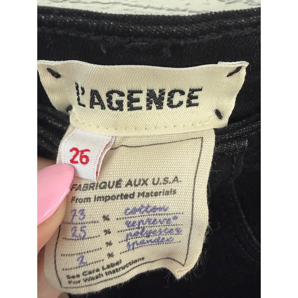 L’AGENCE Revolve Black Skinny Jeans Gold Side Stripe Size 26 High Rise Designer - Picture 3 of 7